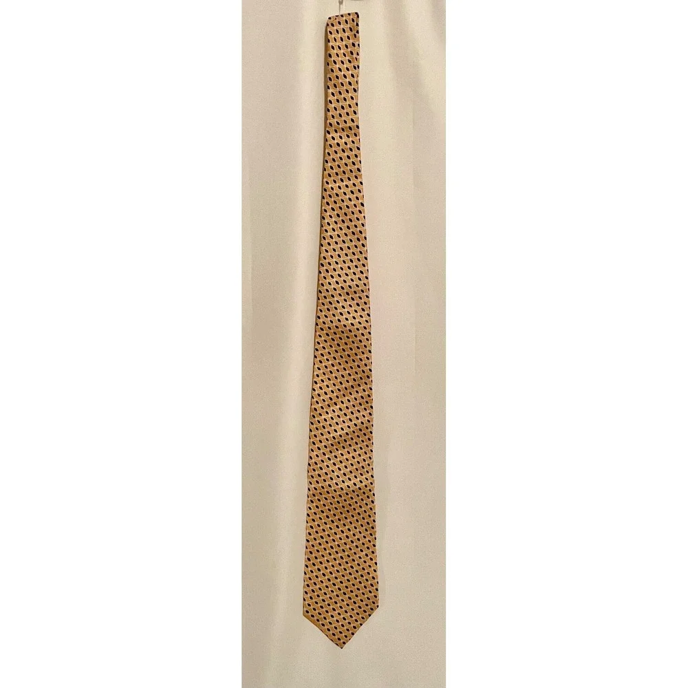 Lauren Ralph Lauren Yellow Geometric 100% Silk‎ Tie Green Label USA 3.75